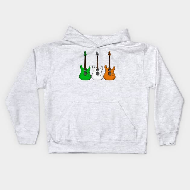 Electric Guitar Irish Flag Guitarist St Patrick's Day Kids Hoodie by doodlerob